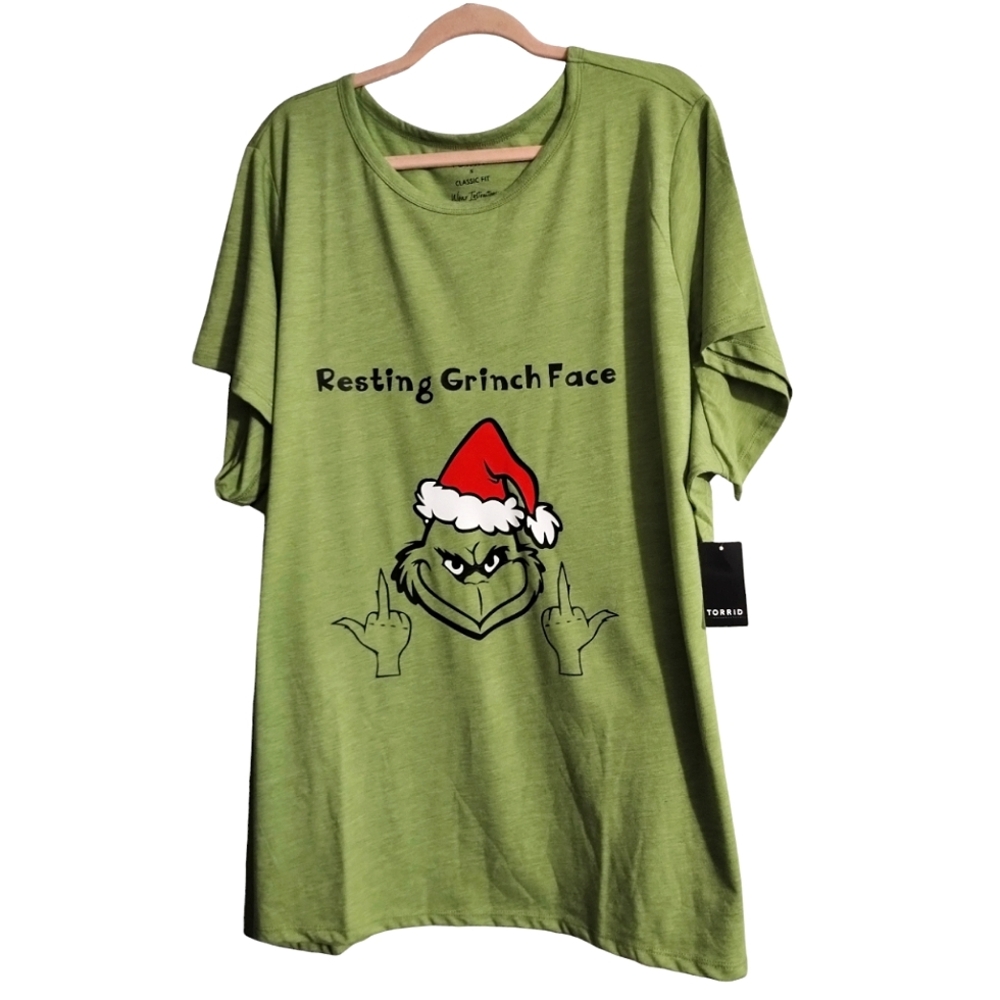 Torrid Naughty Resting Grinch Face Classic Tee Middle Finger